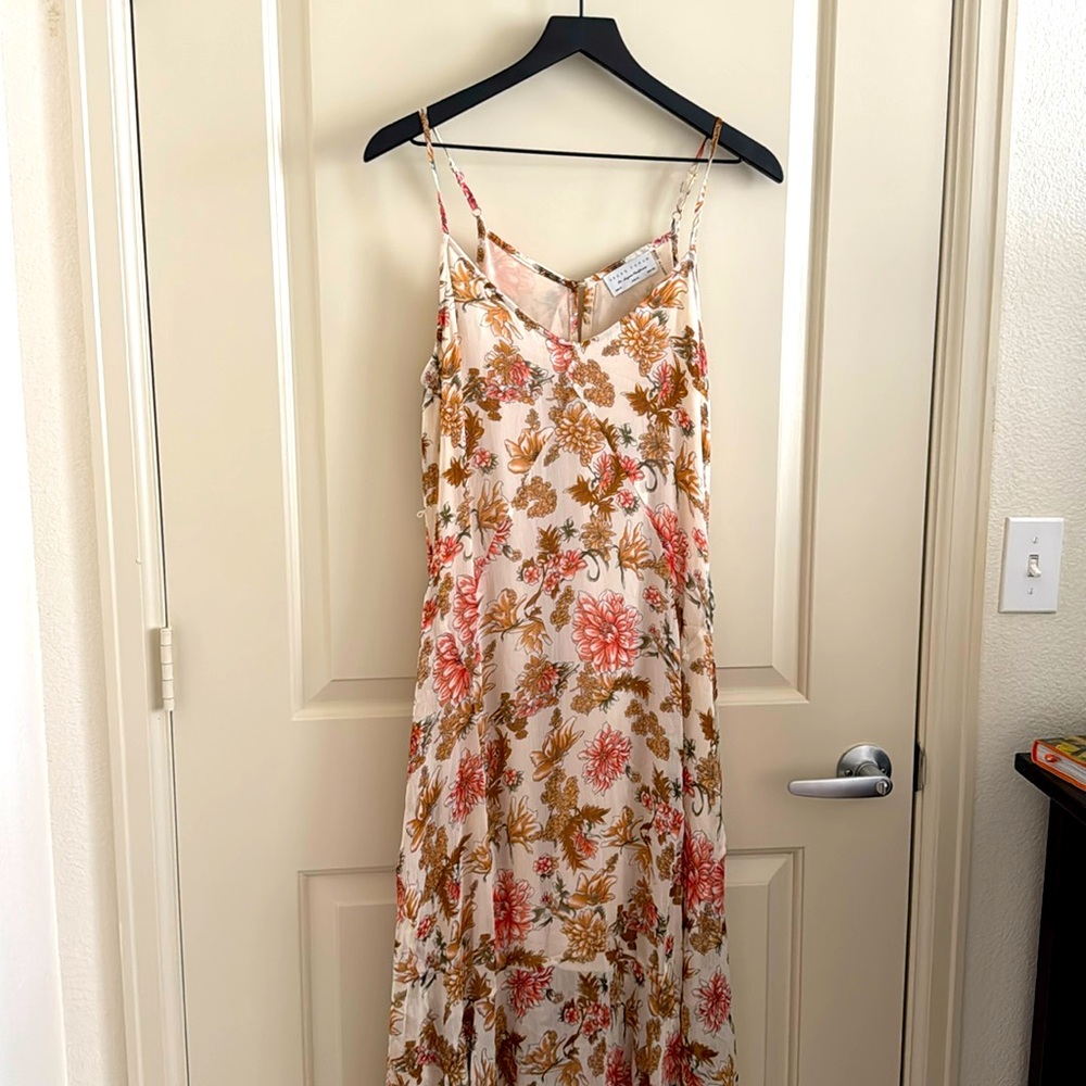 Dress Forum Floral Spaghetti Strap Dress - Pink and Cream